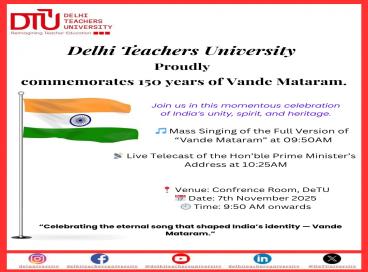 Commemoration of 150 years of Vande Mataram